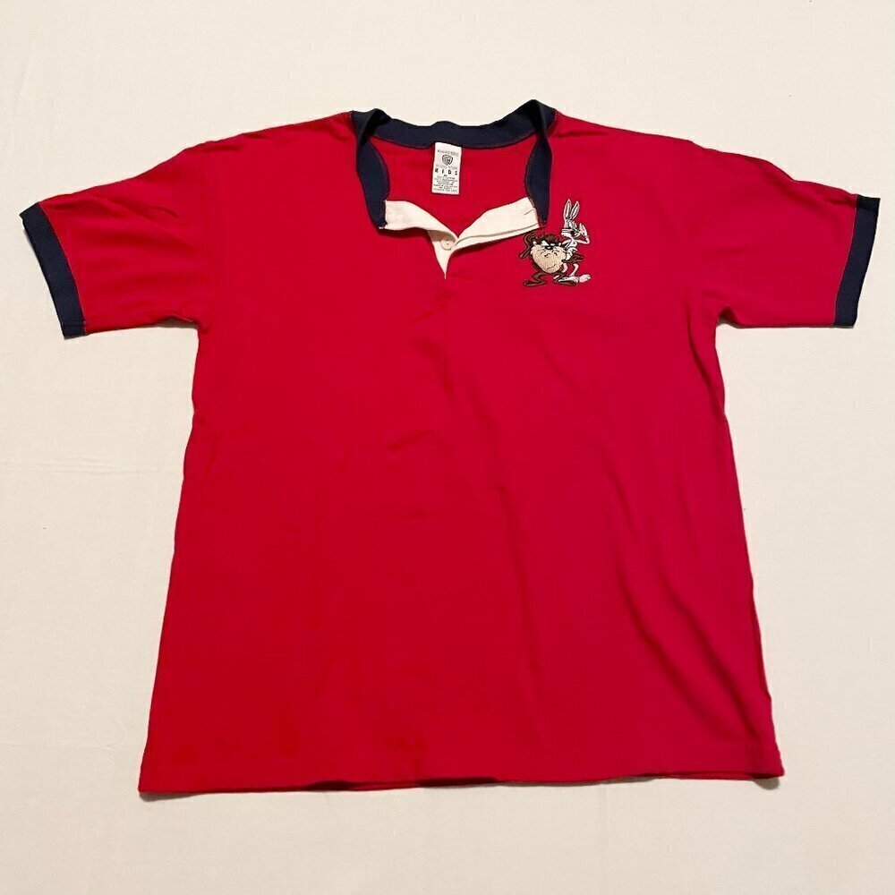 Vtg 1997 Warner Bros Looney Tunes Kids XL Shirt Polo Tshirt